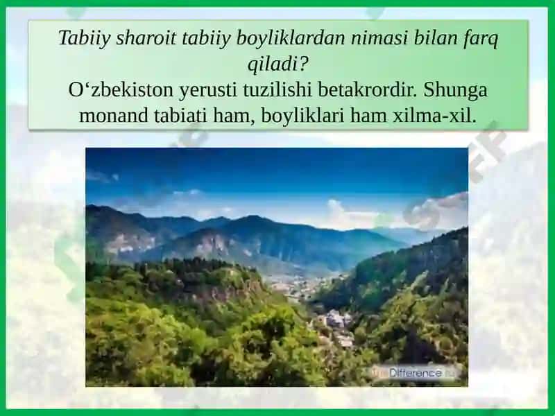 5-dars.O‘ZBEKISTONNING TABIIYSHAROITI VATABIIY BOYLIKLARI 3