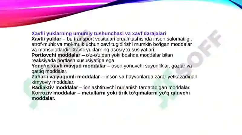 Xavfli yuklarning tasnifi 3