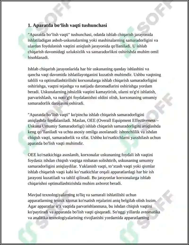 APARATDA BOʻLISH VAQTI BOʻYICHA OQIM ELEMENTLARI TAQSIMLANISHINING ASOSIY TAVSIFLARI 3