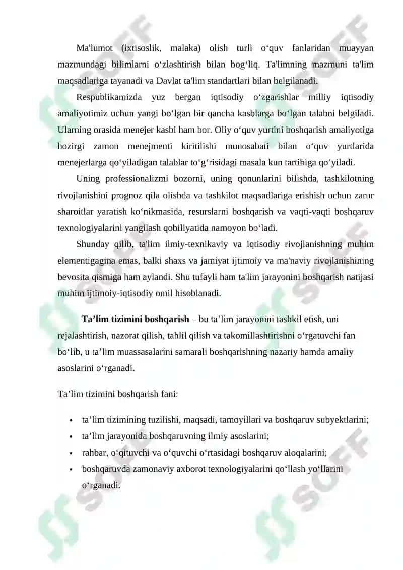 1-Mavzu. Ta’lim tizimini boshqarish fanining predmeti, maqsadi va vazifalari. 3