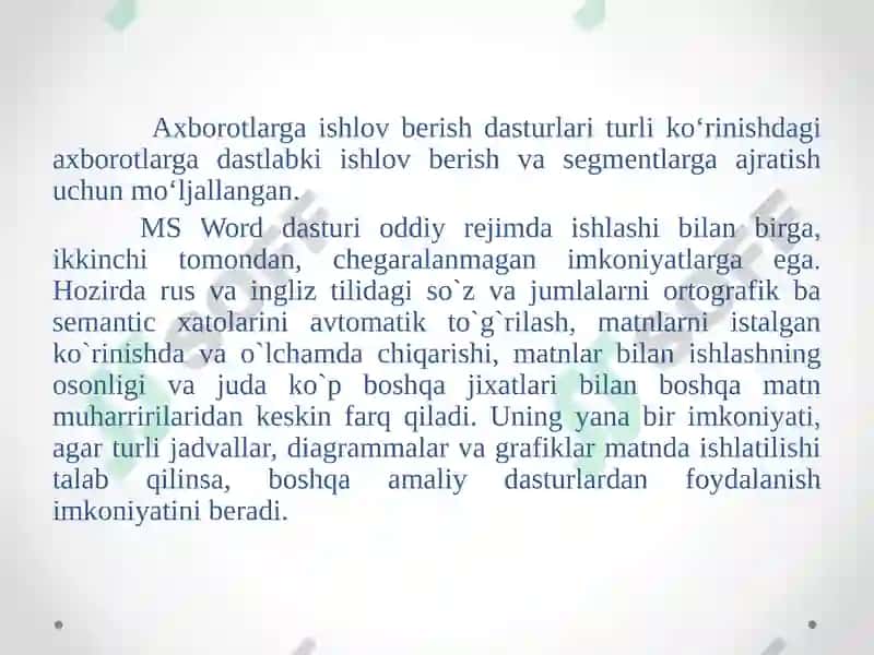 Matn muxarrirlari va ularda soxaga oid xujjatlarni tayyorlash va qayta ishlash 3