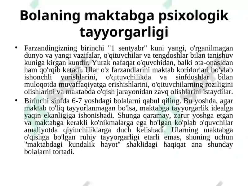 Bolalarning maktab ta’limiga tayyorlashda ijtimoiy-psixologik tayyorgarligi mavzusidagi TAQDIMOTI 3