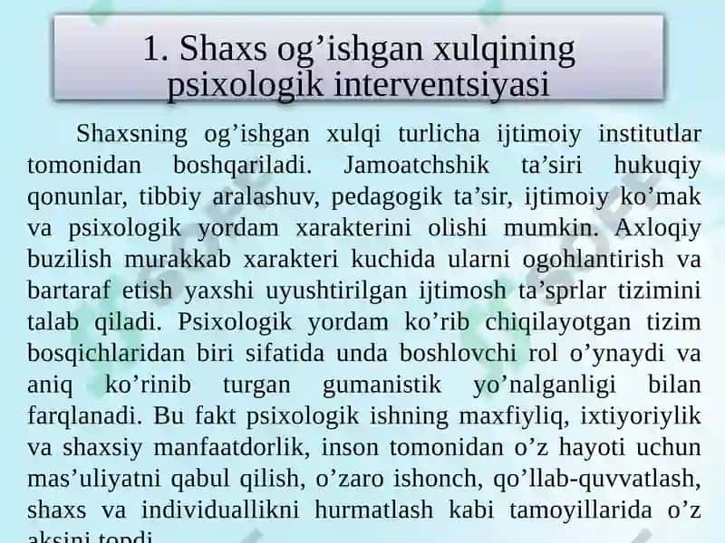 SHAXSOG’ISHGAN AXLOQININGPREVENTSIYASI VAINTERVENTSIYASI 3