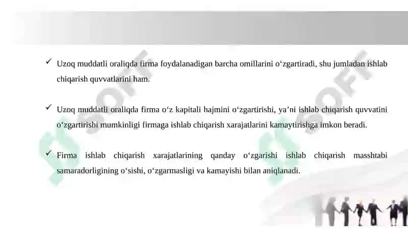 Raqobatlashgan bozorda uzoq muddatli oraliqda korxona foydasini maksimallashtirish. 3