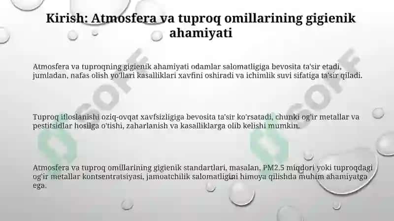 Atmosfera va Tuproqning Gigienik Ahamiyati 3