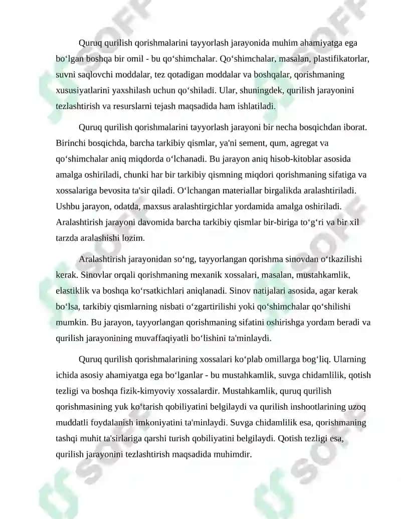 Quruq qurilish qorishmalari tayyorlash tarkiblari 3