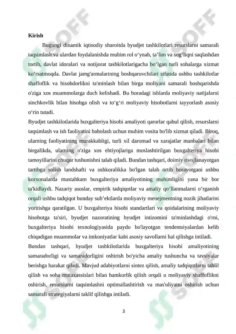 Budjet tashkilotlarida moliyaviy natijalar xisosida yozilgan 3