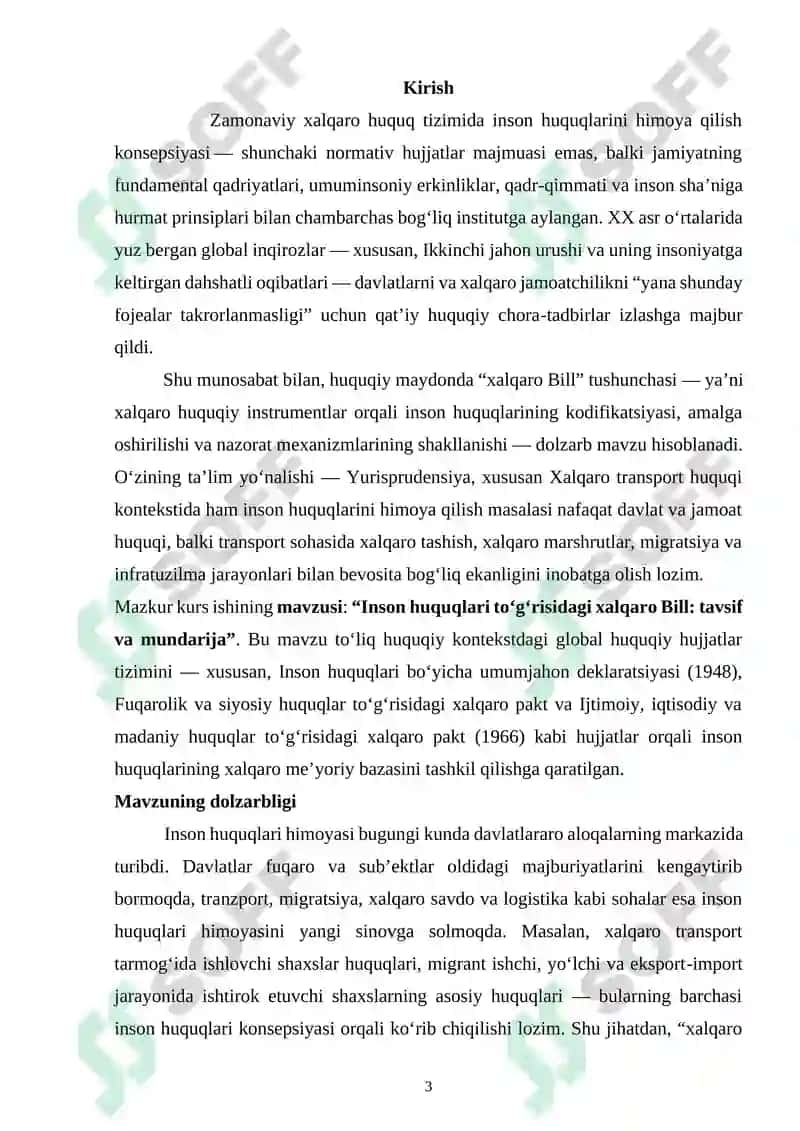 Inson huquqlari toʻgʻrisidagi xalqaro BILL: tavsif va mundarija 3