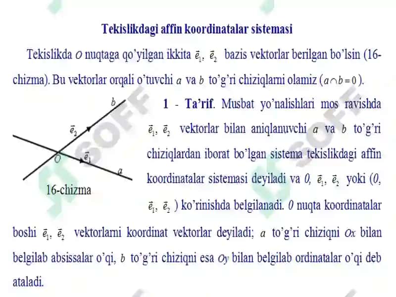 Tekislikdagi affin koordinatalar sistemasi 3