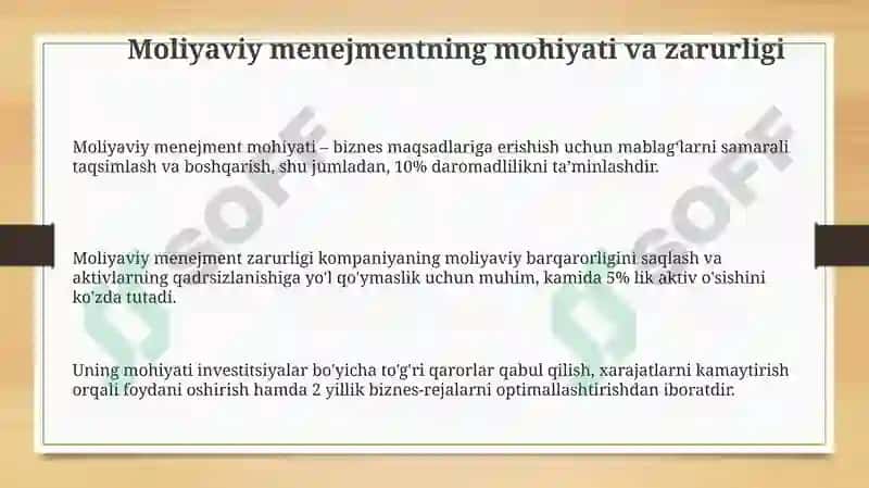 Moliyaviy menejmentning mohiyati va zarurligi 3
