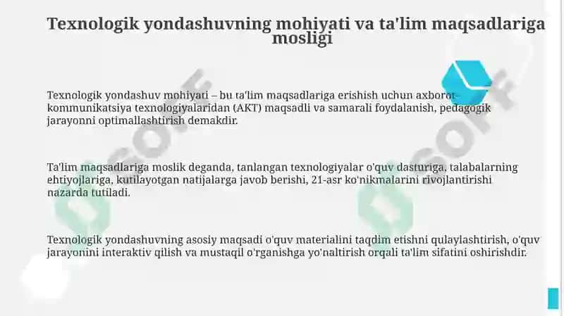 Texnologik Yondashuv va Uni Loyihalash 3