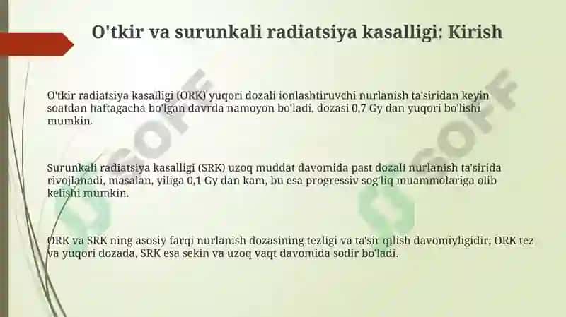 O'tkir va surunkali radiatsiya kasalligi 3