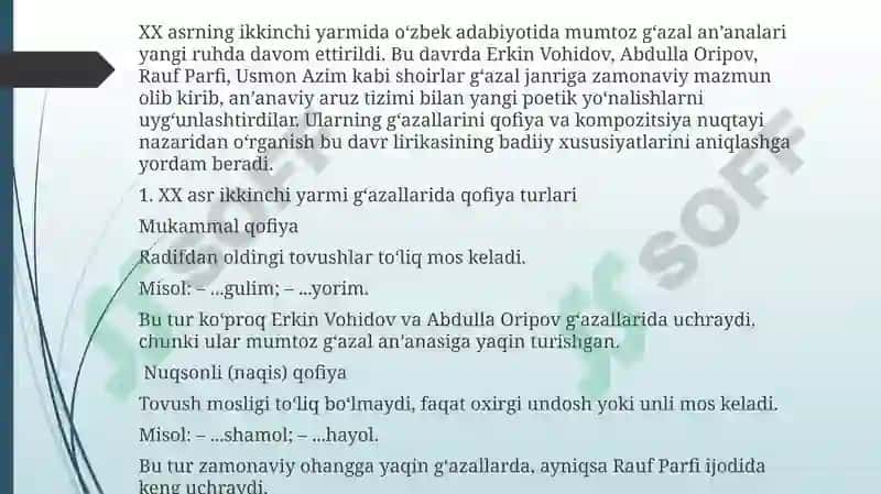 XX asri kink yarim nomoyon dalari g‘azallari 3