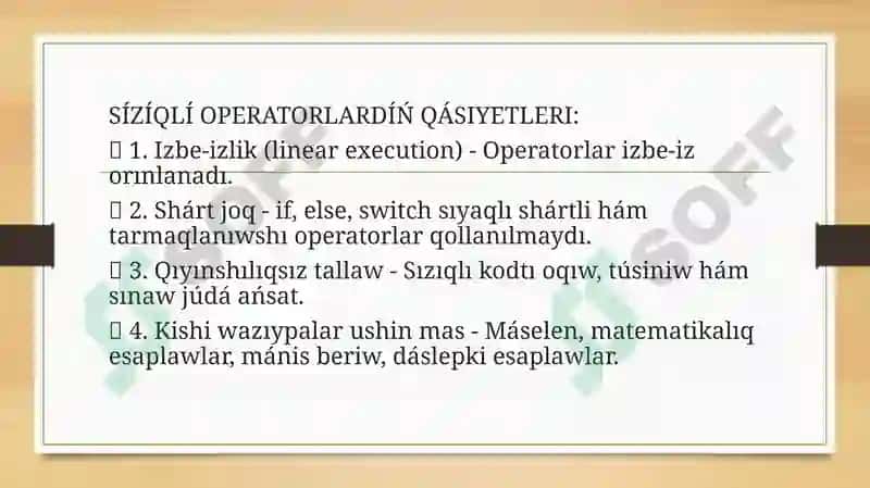 SIZIQLI OPERATORLAR 3