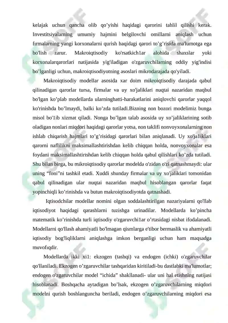 Makroiqtisodiy modellar Asosiy makrpoiqtisodiy modellarning qiyosiy tahlili 3