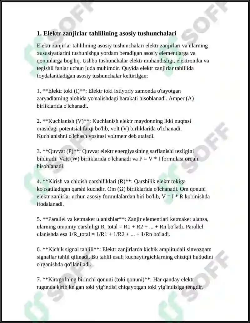 ELEKTR ZANJIRLAR TAHLILIDA QATORLAR TATBIQLARI 3
