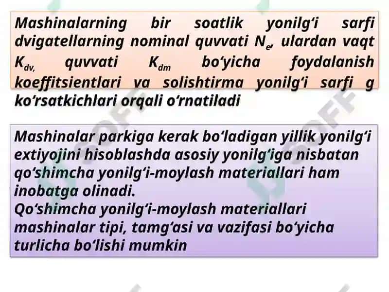 Mavzu 8: MASHINALARDAN FOYDALANISHDA MATERIAL TEXNIK TA'MINOT 3