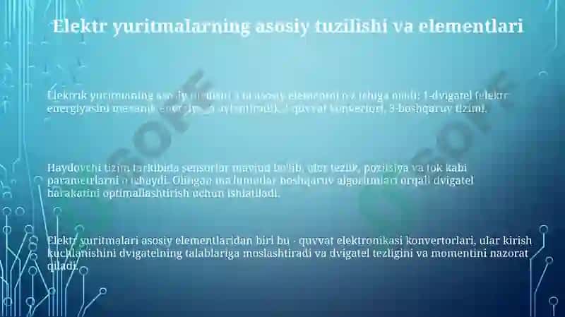 Elektr yuritmalarning tuzilishi va ishlatish 3