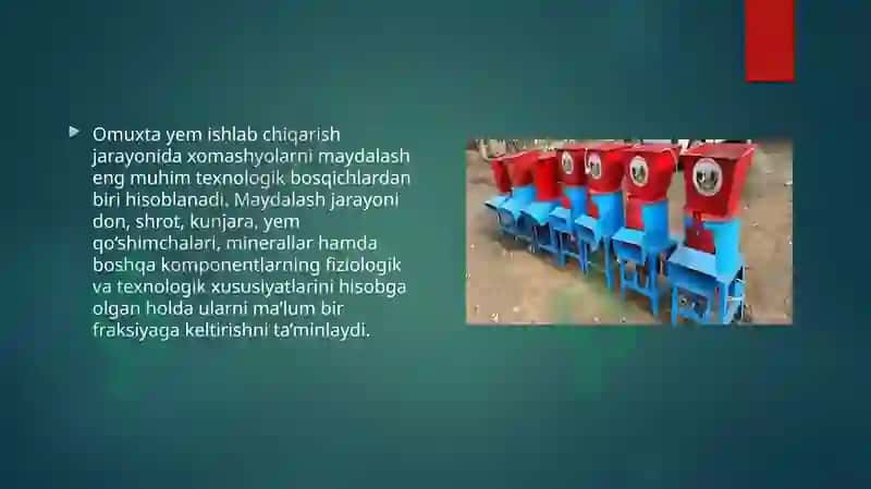 Homashyolarni bolg'ali maydalagichlarda maydalash 3
