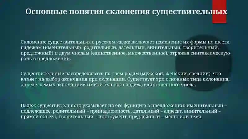 Основные парадигмы склонения имён существительных 3