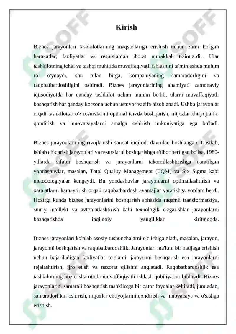 Biznes jarayonlarining ahamiyati 3
