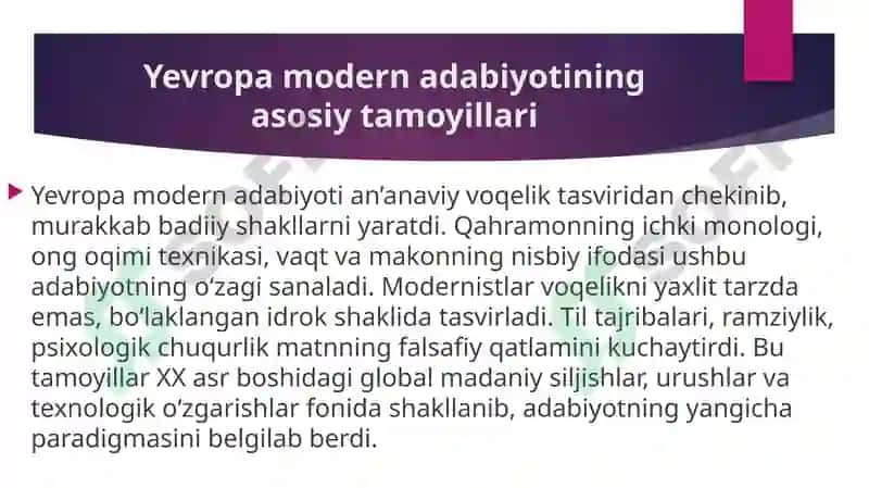Yevropa modernezimi va XX asr yangi oʻzbek adabiyoti 3