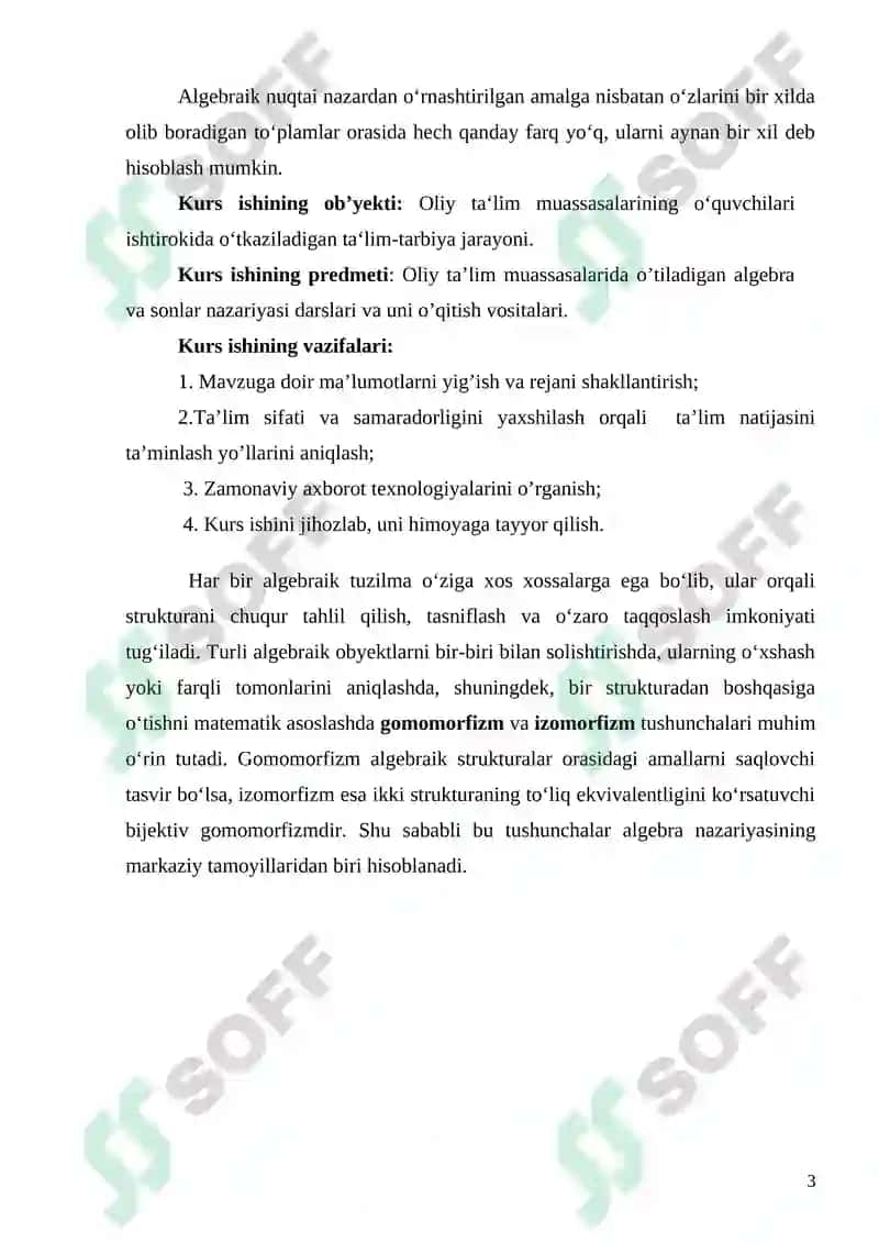 Algebralarning gomomorfligi va izamorfligi 3