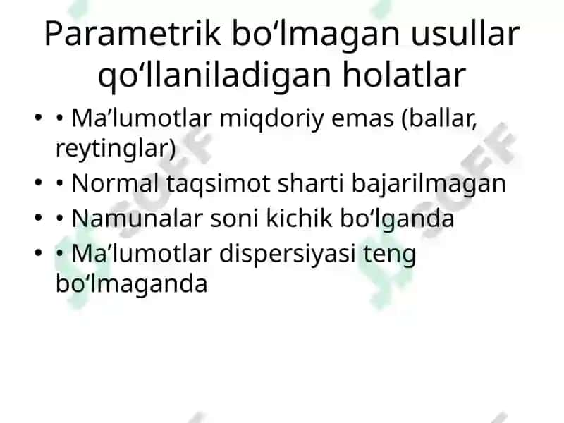 Parametrik bo‘lmagan usullar 3