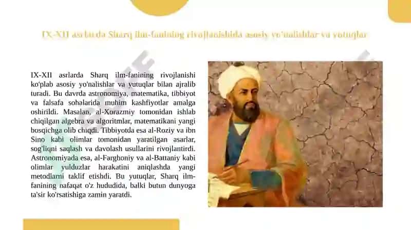Sharq ilm-fanining IX-XII asrlardagi rivojlaniishi 3