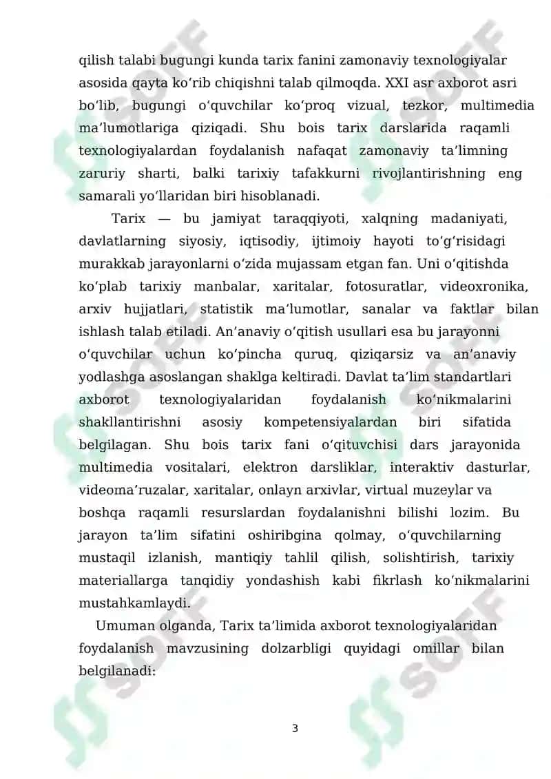 Tarix ta’limida axborot texnologiyalaridan foydalanish. 3