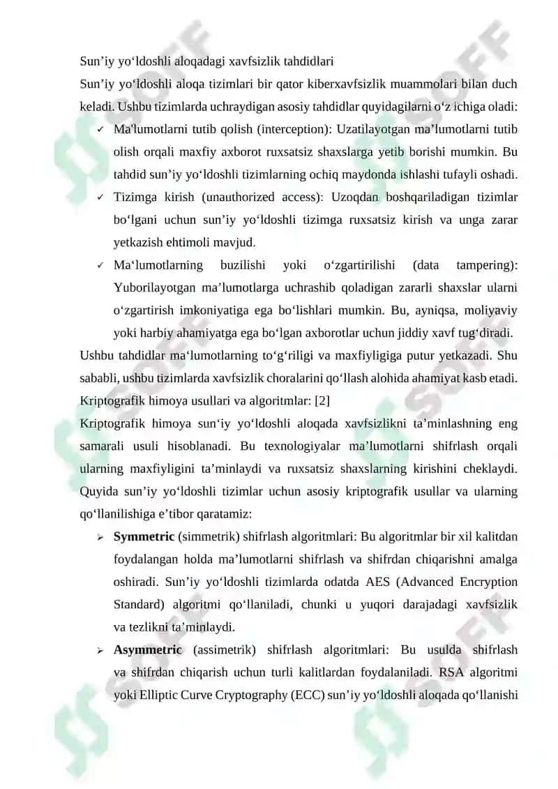 SUN’IY YO‘LDOSHLI ALOQADA KRIPTOGRAFIK HIMOYANING AHAMIYATI 3