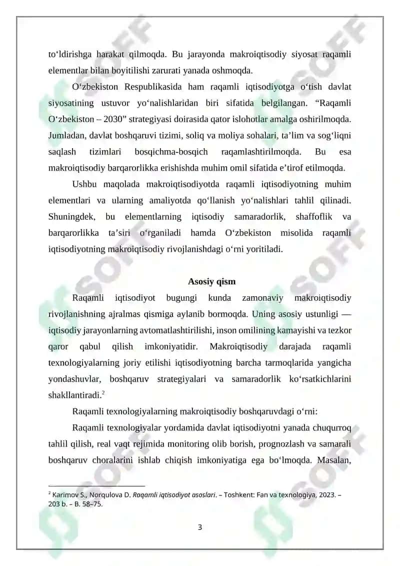 MAKROIQTISODIYOTDA RAQAMLI IQTISODIYOTNING MUHIM ELEMENTLARI QO‘LLANILISHI 3