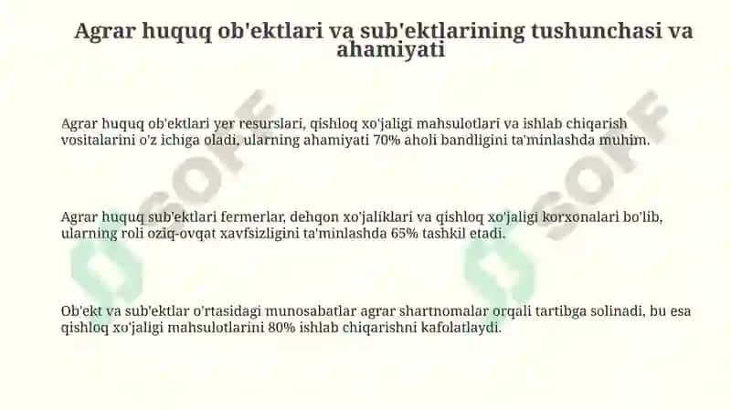 Agrar huquqi obyektlari va subyektlari 3