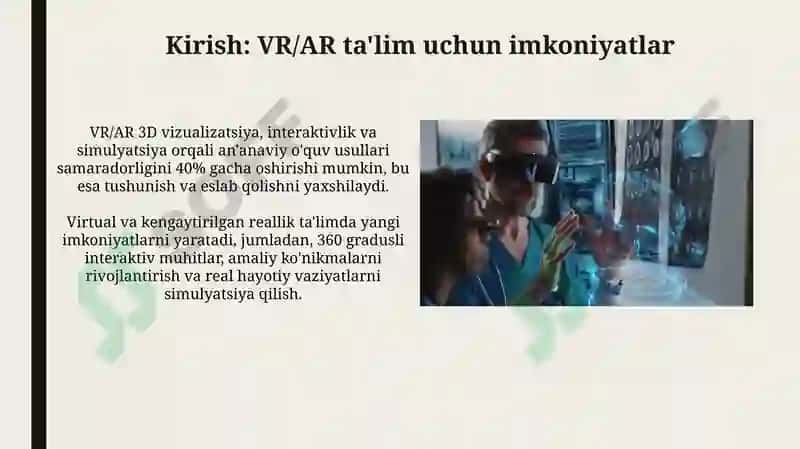 Virtual va kengaytirilgan reallik: o‘quv jarayonidagi imkoniyatlar Ismailov 3