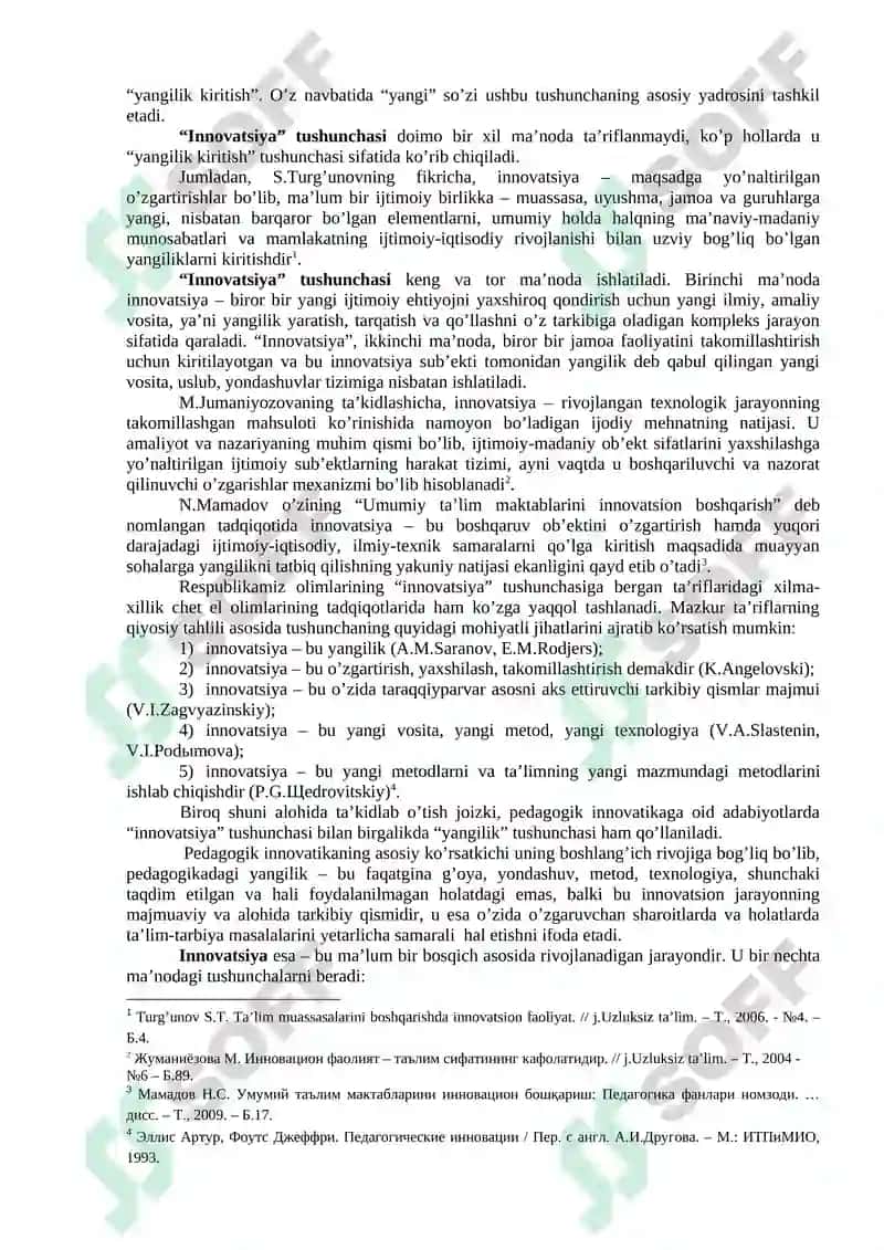 Innovatsiyalarni ta’lim jarayoniga tatbiq etishning tashkiliy pedagogik asoslari 3