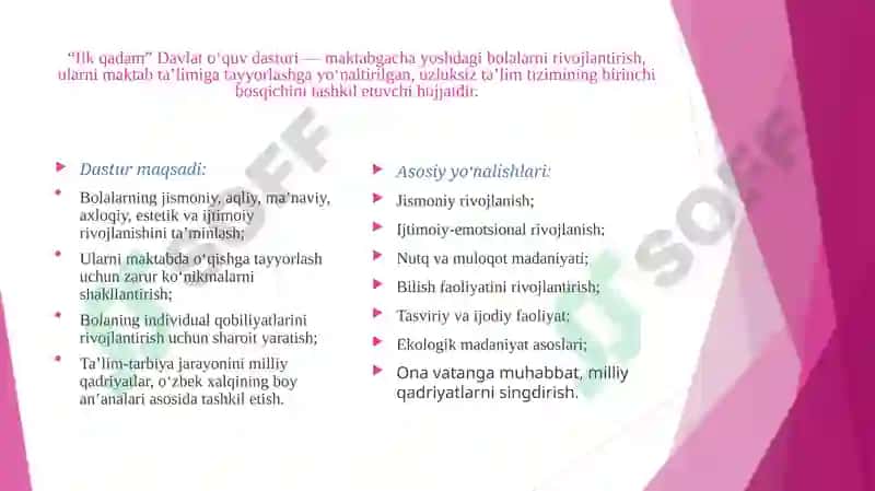 Maktabgacha ta’lim tashkilotlarida va oilada “Ilk qadam” Davlat o‘quv dasturini ta’lim-tar 3