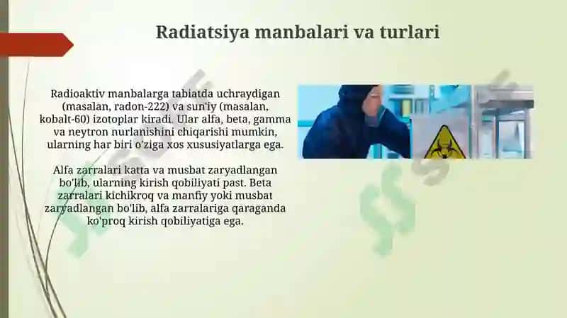 Radioaktiv moddalar bilan ishlaganda radiatsion xavfsizlik asoslari 3