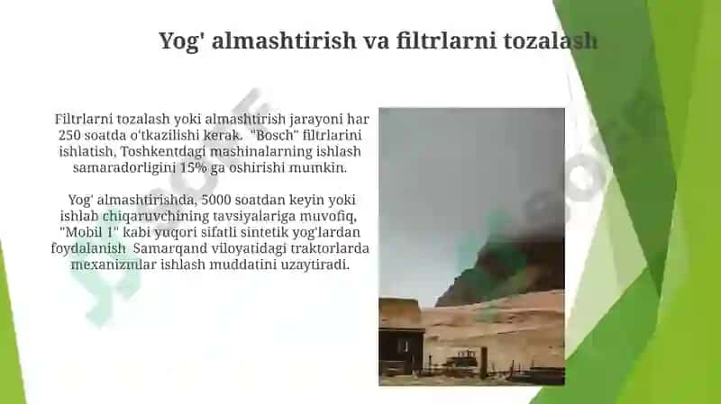 Filtrlarni tozalash va yog' almashtirish 3