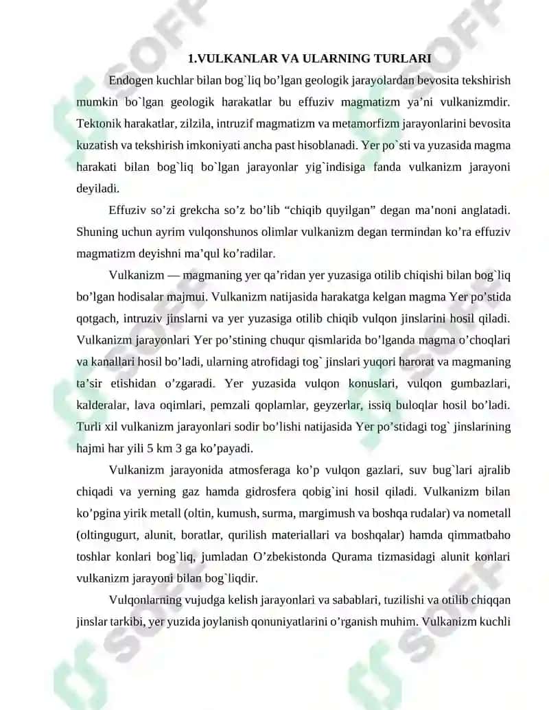 VULKANLAR VA ULARNING TURLARI, VULKANIK JARAYONLAR YOTISH SHAKLLARI PAST VULKANIK JARAYONLAR 3