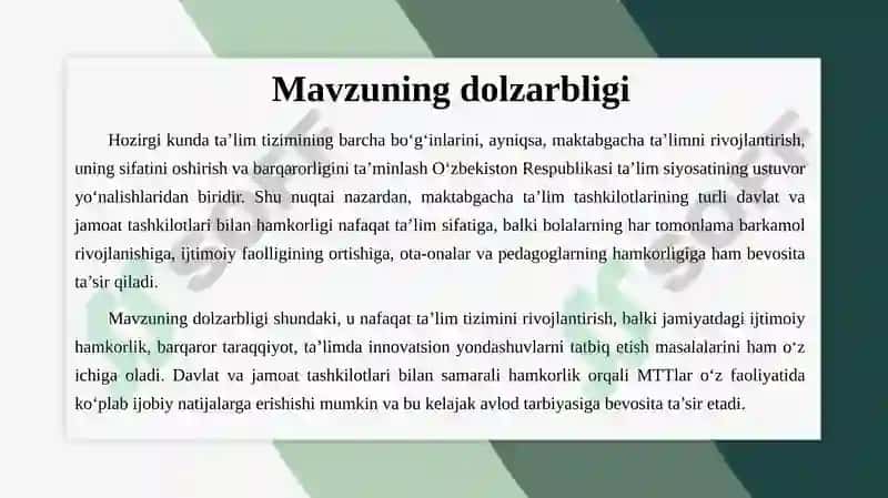 Maktabgacha ta’lim tashkilotining turli davlat va jamoat tashkilotlari bilan hamkorligining ijobiy natijalarini prognoz qilish 3