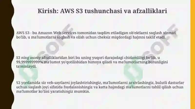 AWS S3: Asoslar, Afzalliklar va Konfiguratsiya 3