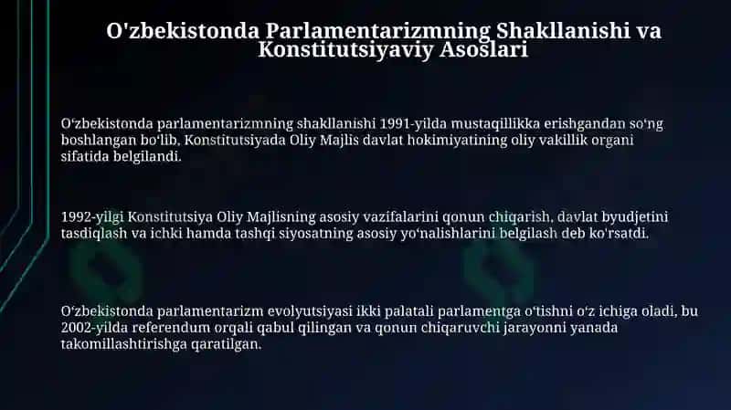 Oʻzbekistonda Parlamentarizmning Shakllanishi va Konstitutsiyaviy Asoslari 3