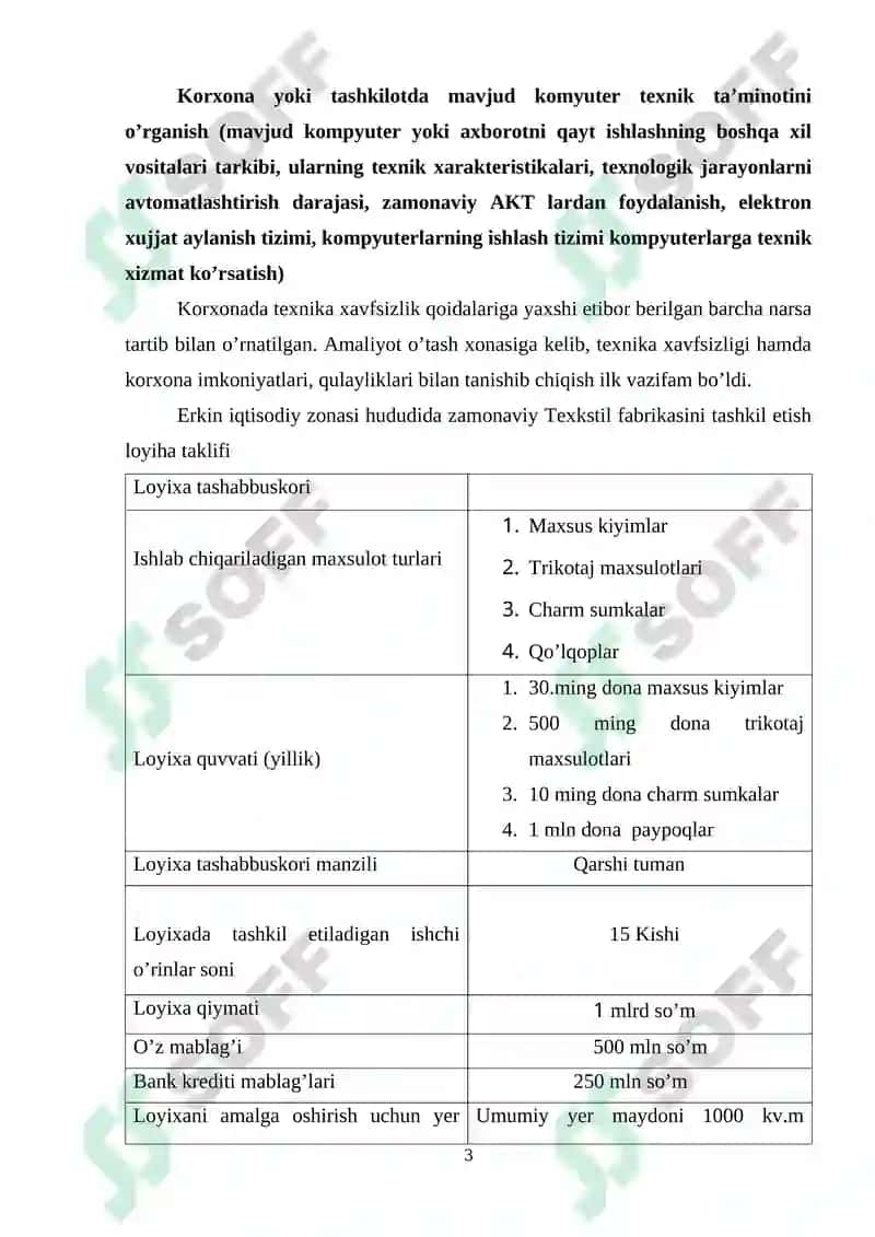 Xususiy korxona amaliyot hisobot 3