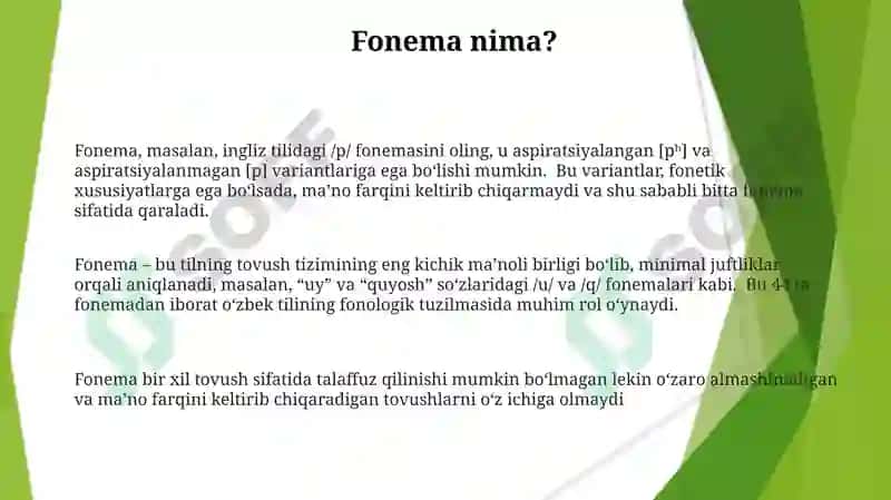 Fonemaning vazifasi va uning variantlari 3