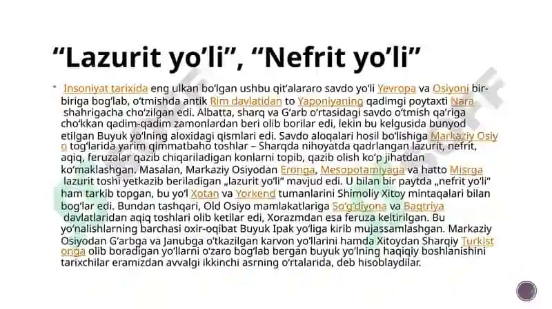 Buyuk ipak yoʻli mavzusida prizintatsiya 3