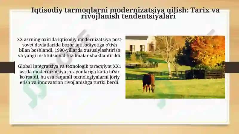 Iqtisodiy tarmoqlarni modernizatsiya Qilish va Qishloq Xo'jaligining Jadal Rivojlanishi 3