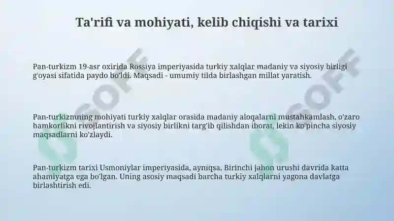 Panturkizmning mazmun va mohiyatini oching 3
