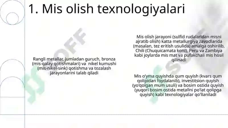 Rangli metallar. Rux va mis ishlab chiqarish texnologiyalari 3