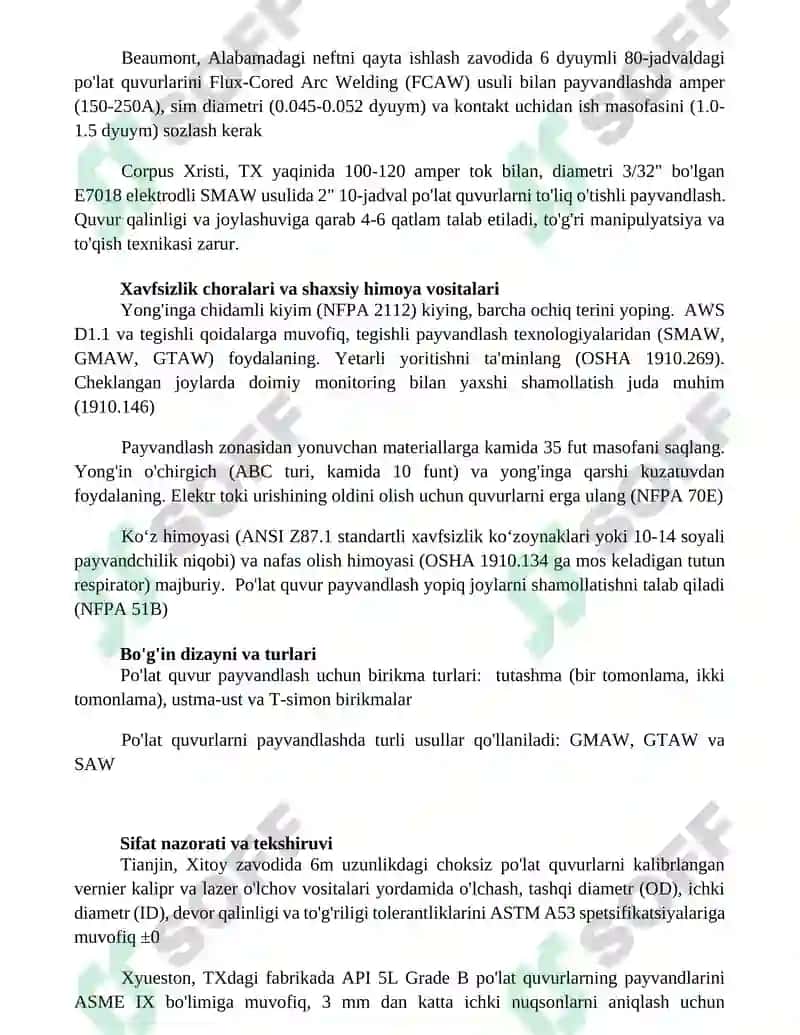 Po'lat quvurlarni payvandlash 3