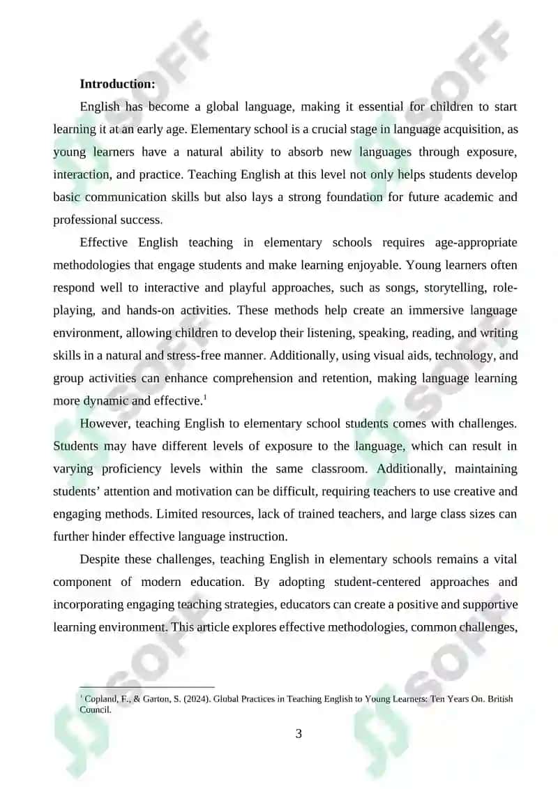 TEACHING ENGLISH FOR THE ELEMENTARY SCHOOL 3